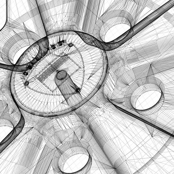 CAD drawing of a Porsche Fuchs wheel